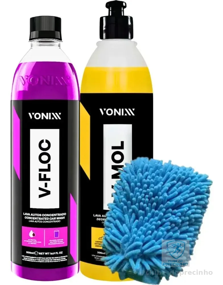 Kit Shampoo Automotivo Neutro V-floc V-mol 500ml Luva Vonixx