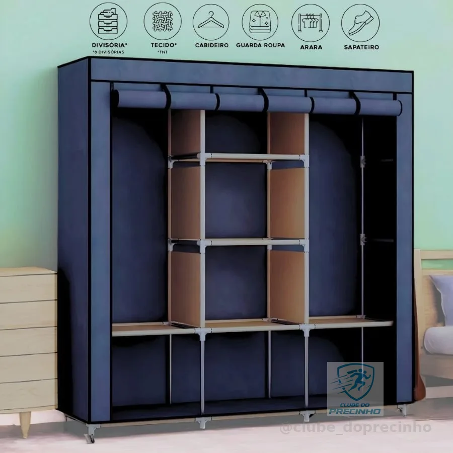 Guarda Roupa Portátil Desmontável Organizador Prático Solteiro e Casal