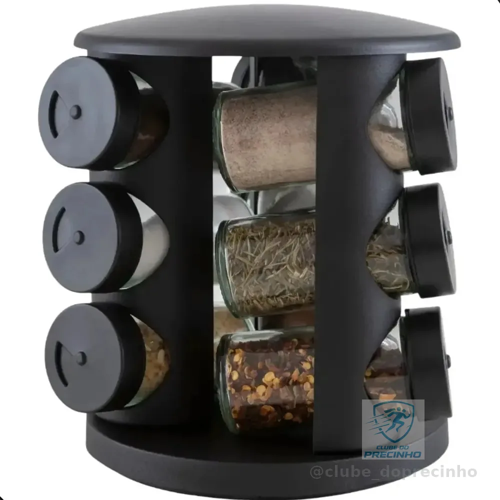 Porta Tempero De Vidro 10 Peças Brinox Lock & Preto
