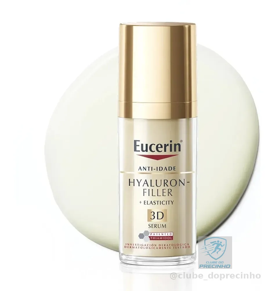 EUCERIN 3D Sérum Facial Anti-idade Firmador 30ml, Elasticity, Pele Madura, Hyaluron-Filler, Ácido Hialurônico, Antirrugas