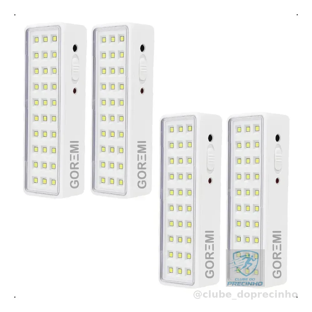 4 Luminária Emergência Lâmpada 30 Leds Recarregável Bivolt Branco-frio