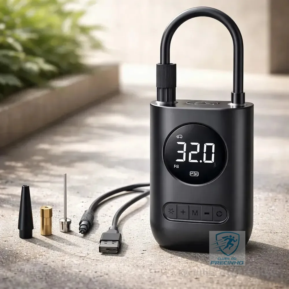 Mini Compressor De Ar Portátil Carro Moto Bicicleta Preto Monofásica
