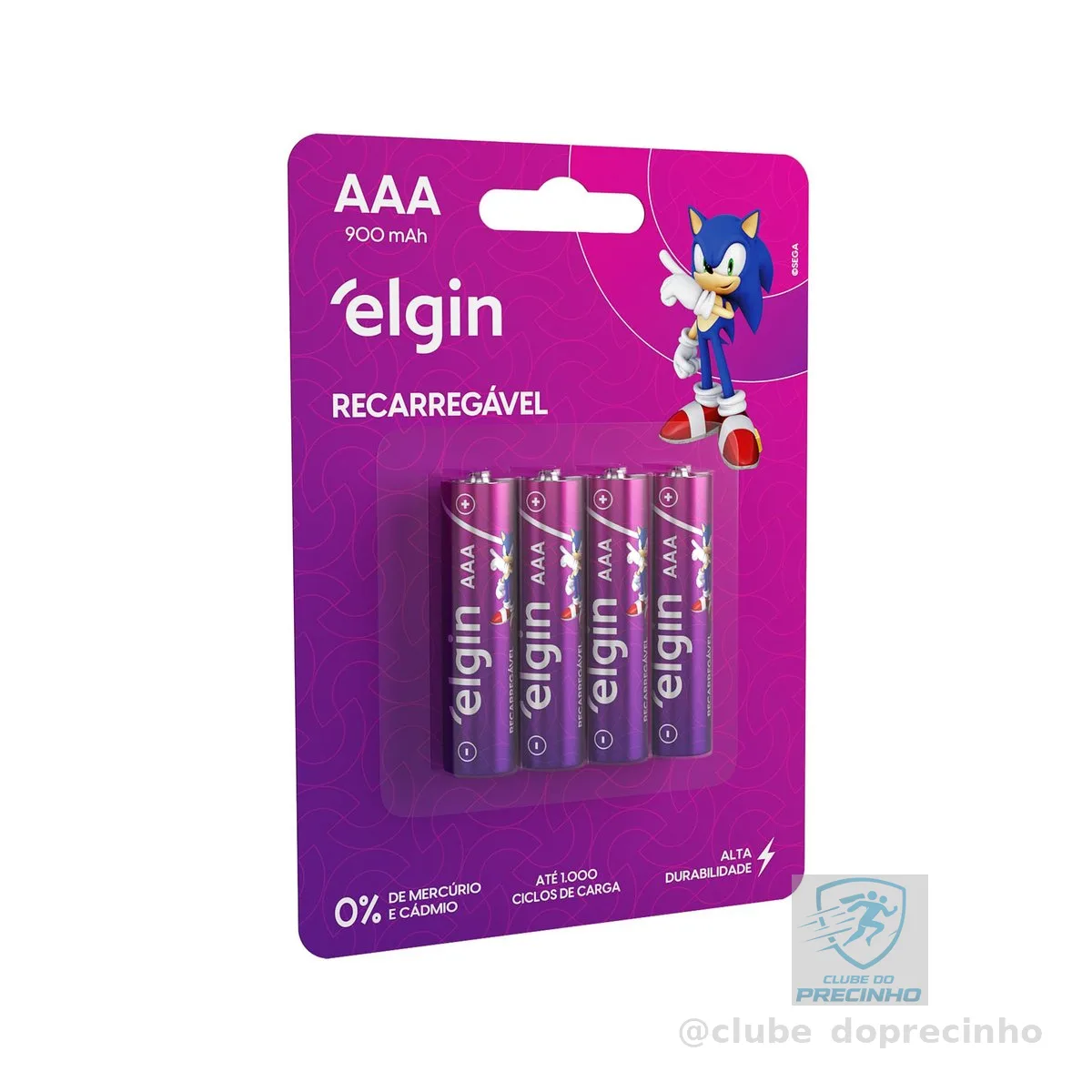 Pilha recarregável AAA 900mAh Elgin com 4 unidades Palito