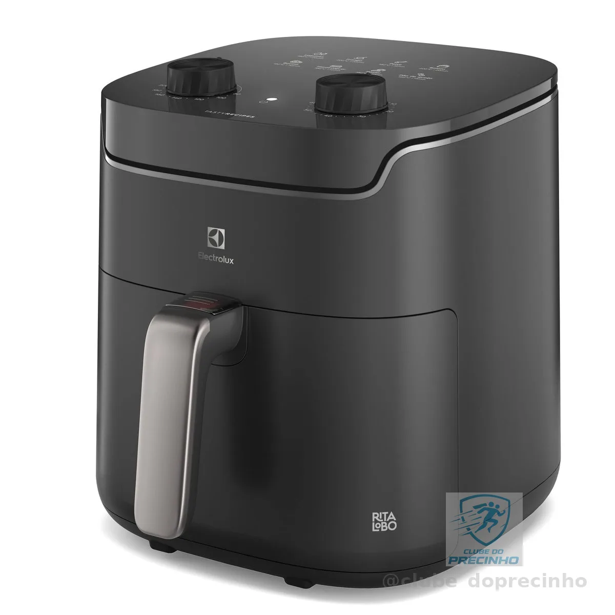 Electrolux Air fryer Fritadeira Elétrica sem oleo Rita Lobo 5,8L 8 receitas pré-sugeridas timer 60 minutos desligamento automático cesto removivel dupla camada antiaderente 1400W EAF40 127v Cinza