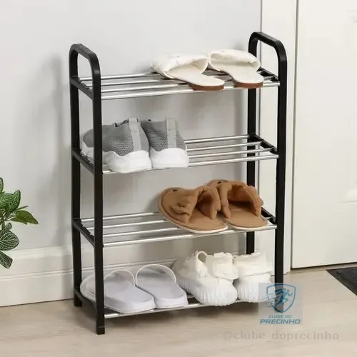 Sapateira Organizador Estante Sapateira 8 Pares Preto Plástico Aço