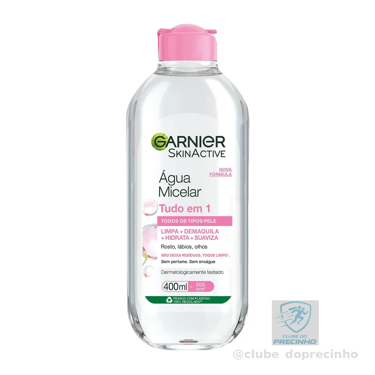 Garnier SkinActive Água Micelar de Limpeza Tudo em 1, Solução Demaquilante que Limpa, Tonifica e Remove Oleosidade, Fórmula Suave Sem Álcool para Todos os Tipos de Pele, 400ml