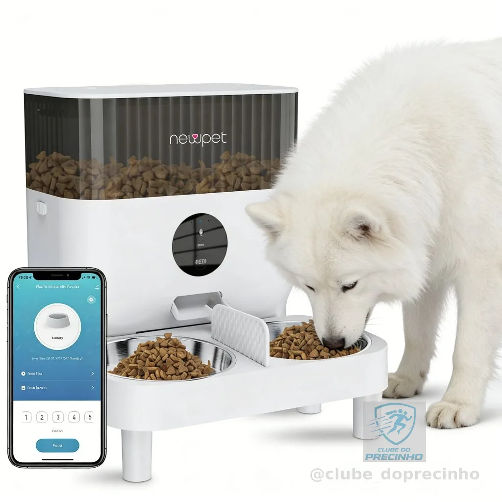 Newpet 5L Alimentador Pet Gato Cão Automatico Wifi Tuya App Seu Pet Alimentação Automatica Para Viagens Comedouro-Bivolt