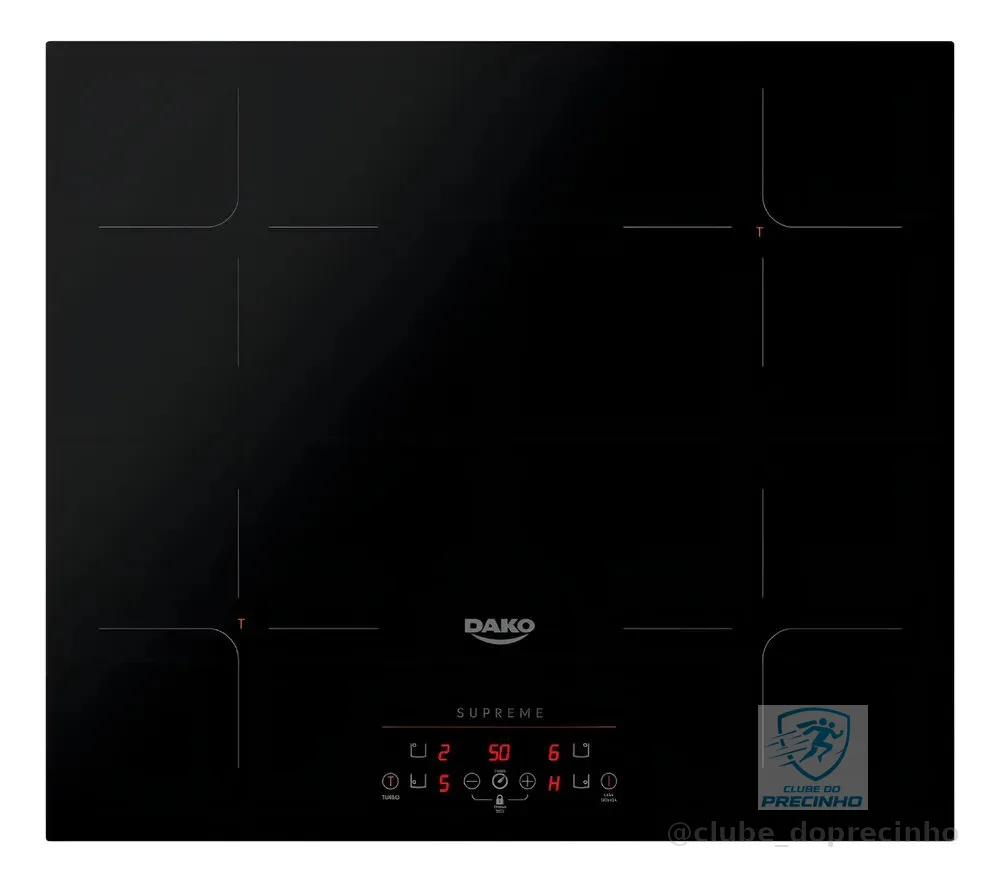 Cooktop de Indução 4 Bocas Dako Supreme Preto com Trava de Segurança