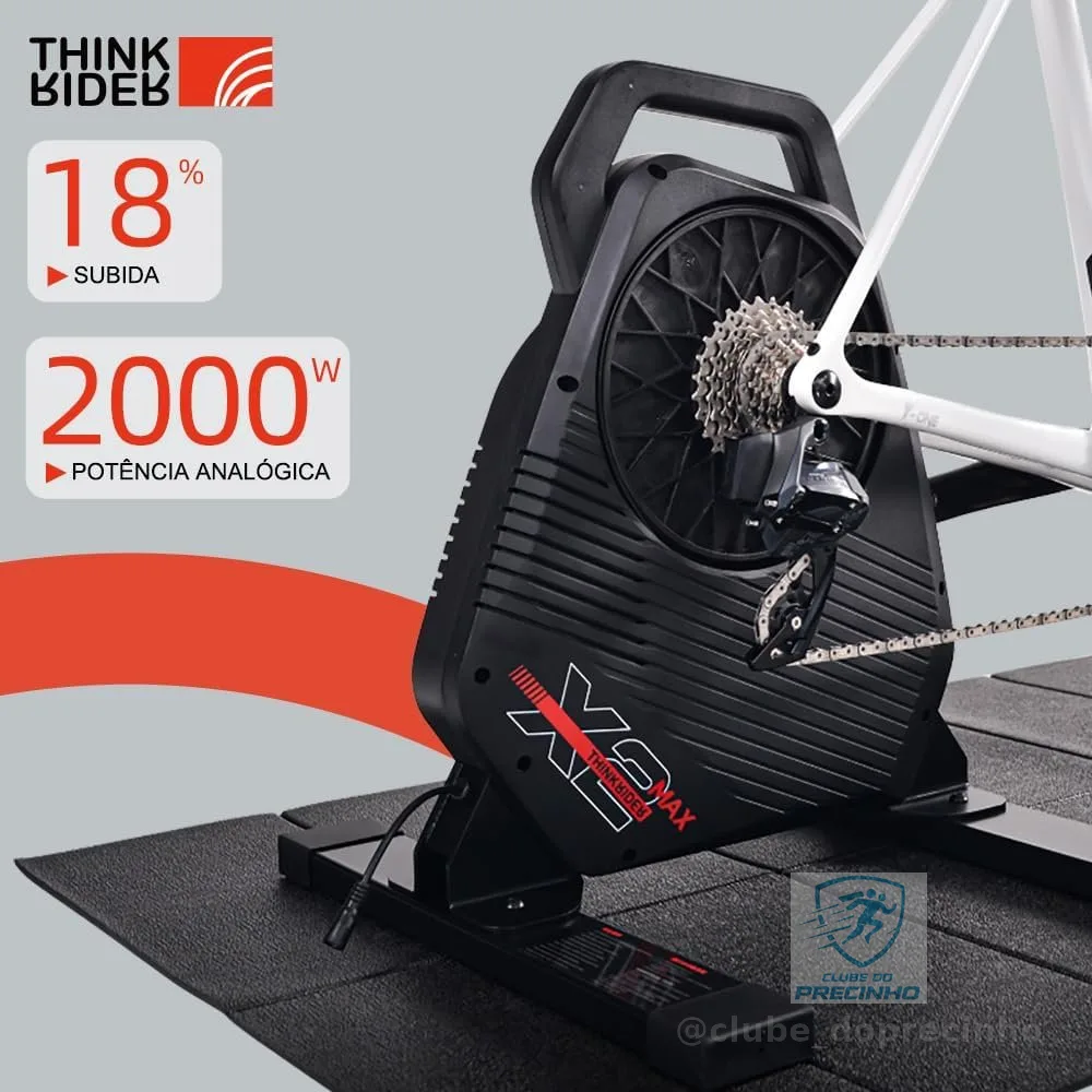 ThinkRider X2Max Treinador de Bicicleta Inteligente, design silencioso e portátil para treinos internos, simula inclinação de 18%, compatível com ANT+ e BLE