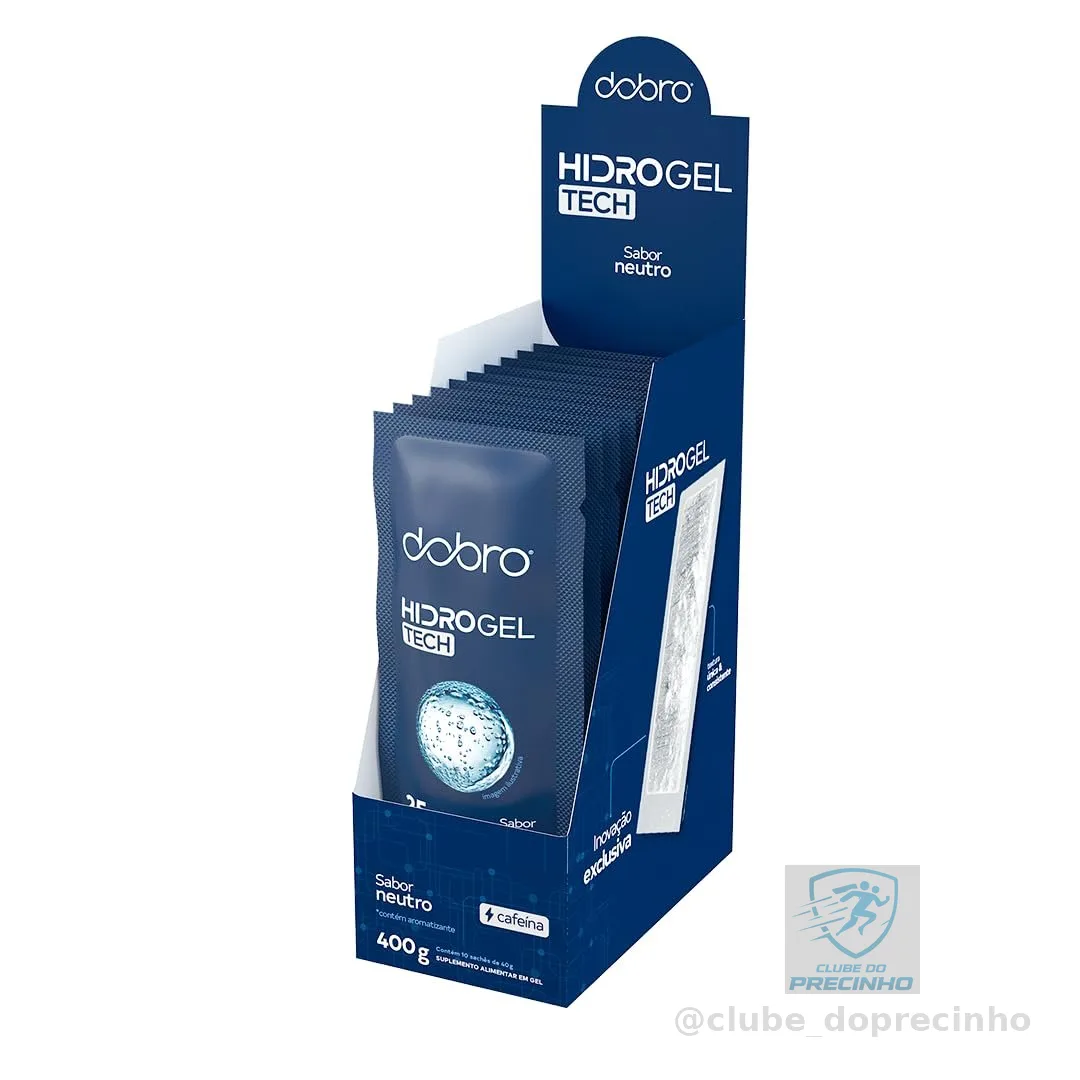 Hidrogel Tech com Cafeína, Dobro, Gel de Carboidrato - 10 sachês de 40g