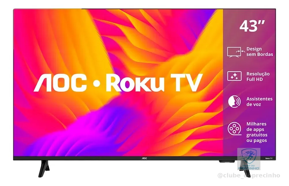 Smart Tv Aoc Led 43 Full Hd Wi-fi Roku Tv Sem Bordas