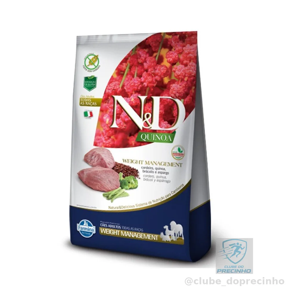 Ração Farmina Weight Management Cordeiro para Cães Adultos de Todas as Raças 10,1Kg N&D Quinoa