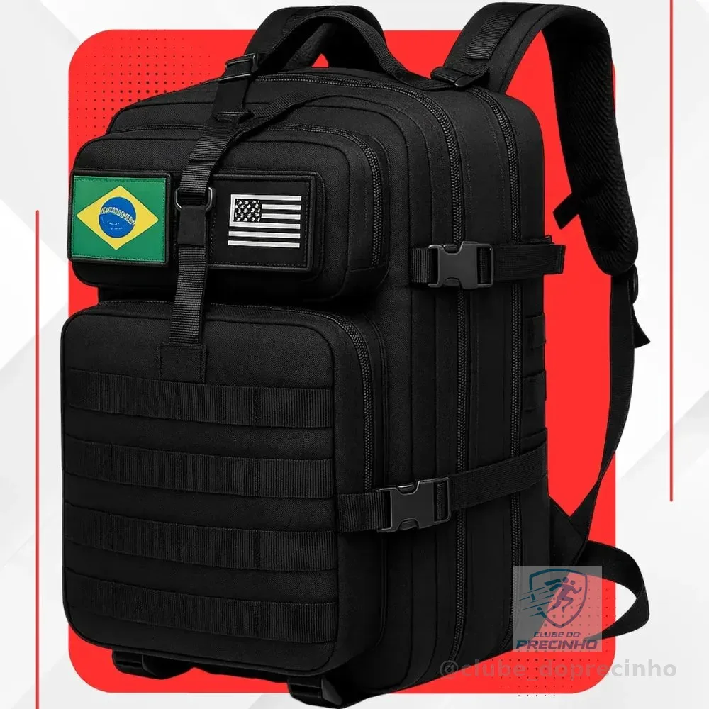 Mochila Tática Impermeável Militar Reforçada Grande 50 Litros Masculina Feminina Anne Preto