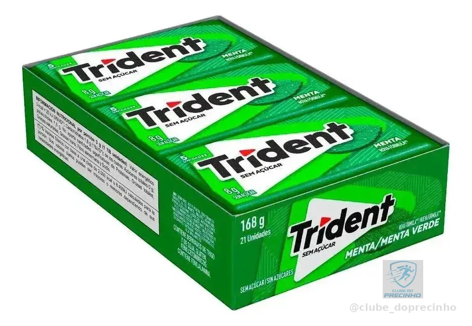 Trident Menta Sem Açúcar Caixa 21 Unidades 8g Chicletes