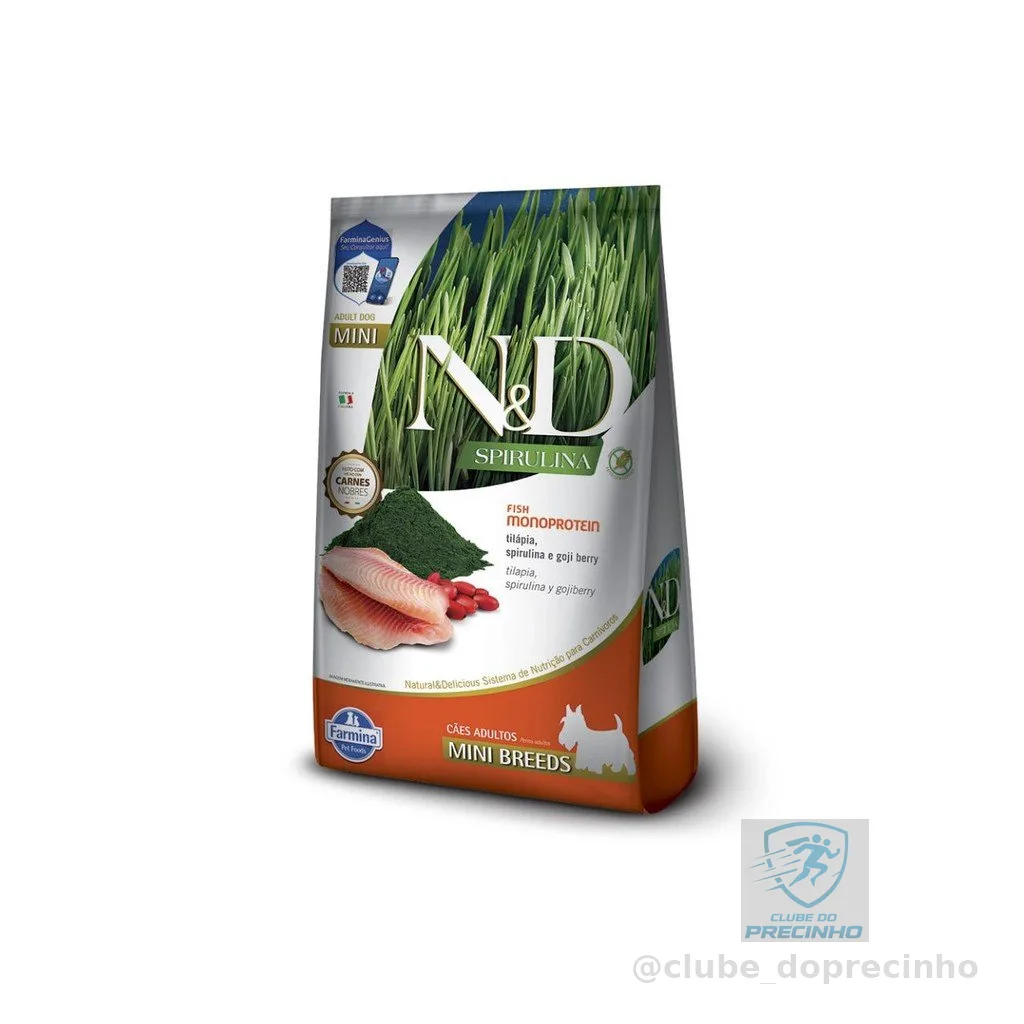 Ração N&D Spirulina Tilápia e Goji Berry para Cães Adultos de Raça Mini | Farmina