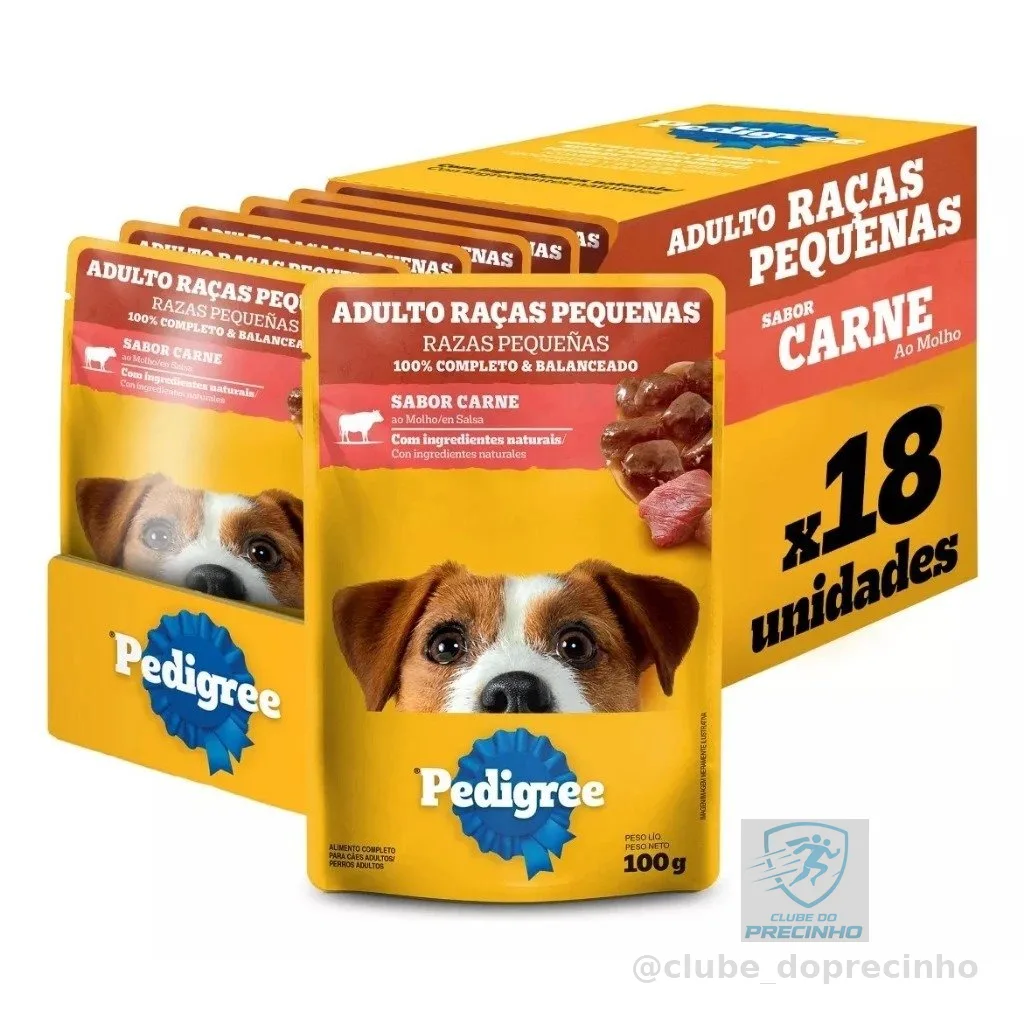 KIT 18 SACHES PEDIGREE CARNE 100 GRS RAÇAS PEQUENAS SABOR CARNE