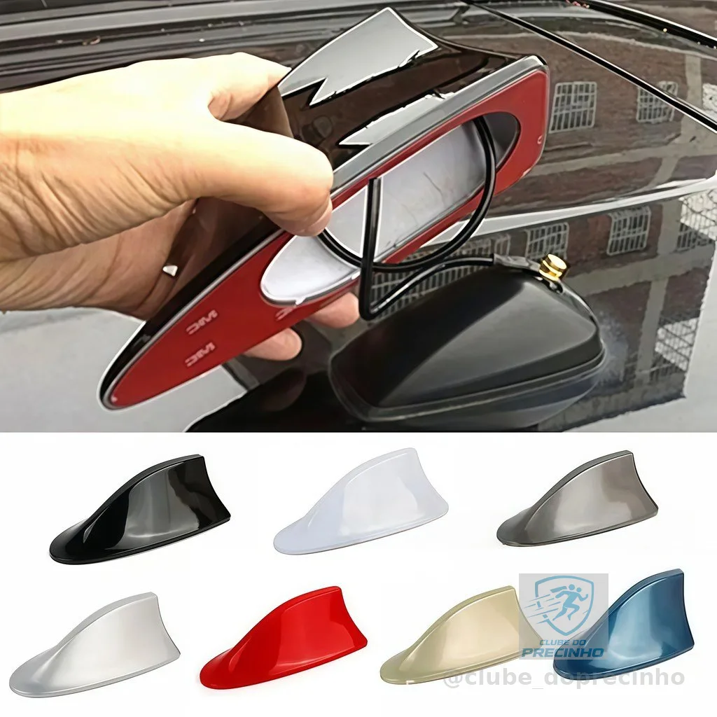 Antena Tubarão Automotiva Universal – Sinal Forte, Fio de Cobre, Design Aerodinâmico