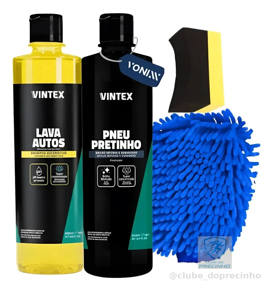 Kit Lava Autos Pneu Pretinho 500 Ml Luva De Lavagem