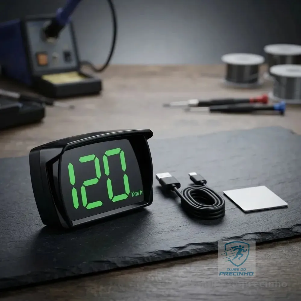 Velocímetro Digital Usb Gps Hud Head Up Display Km/h Preto
