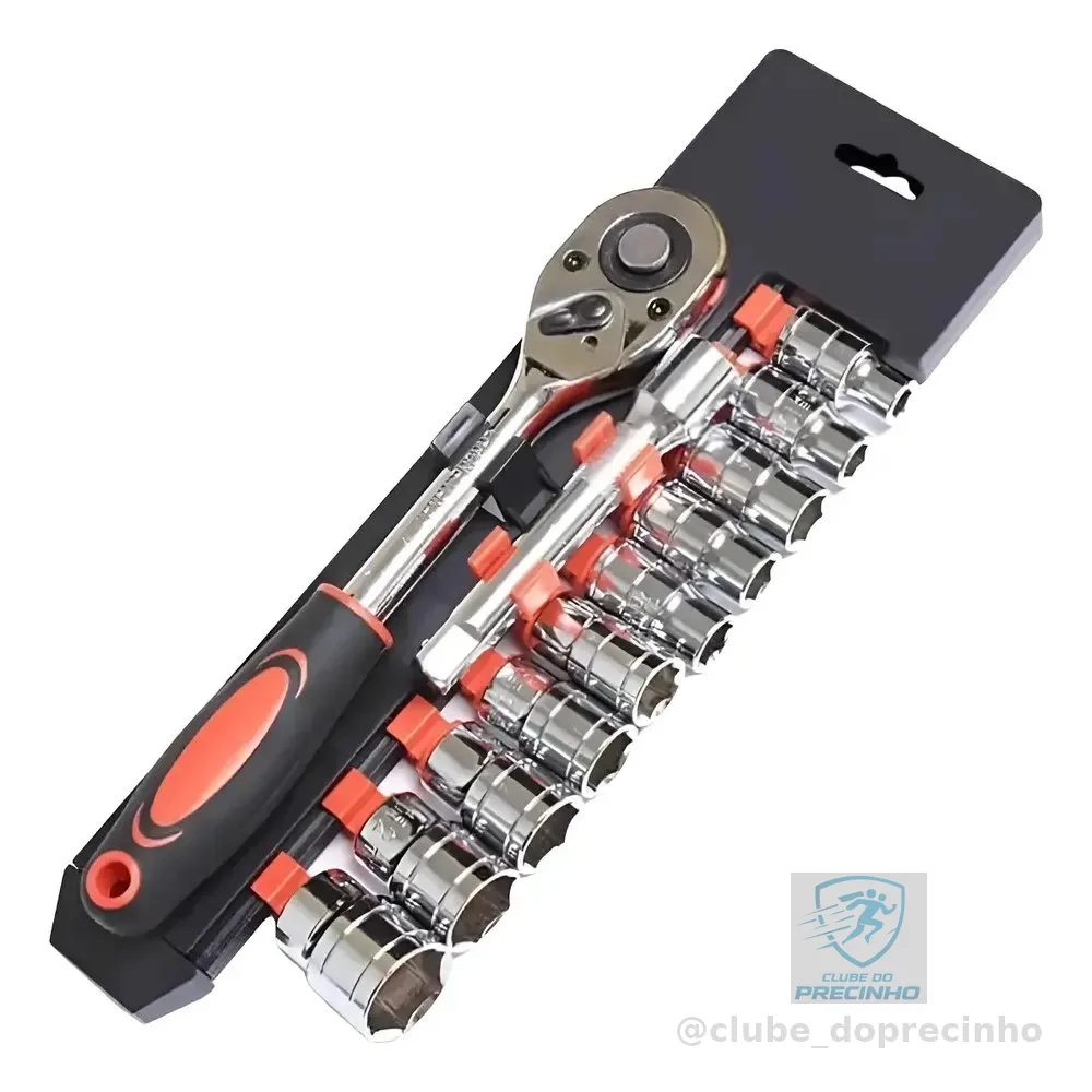 Chave Catraca 1/2 Jogo Soquete 8 A 24mm 12 Peças Reversivel