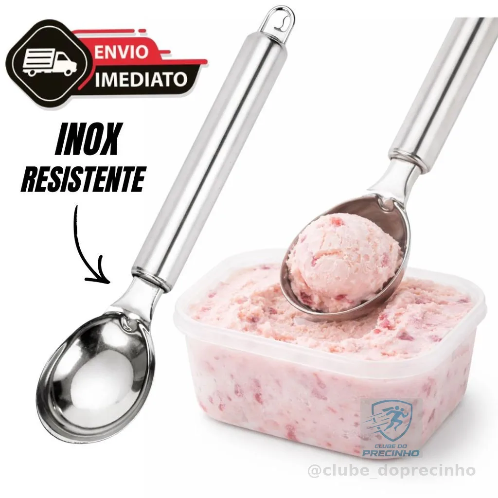Colher Pegador de Sorvete em Aço Inox Reforçado | Utensílio de Cozinha para Açaí e Sobremesas