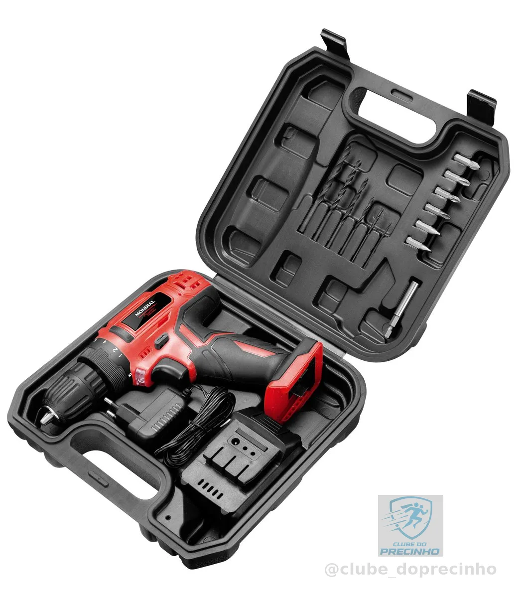 Furadeira e Parafusadeira à Bateria, Mondial, Vermelho, Bivolt - FPF-06M
