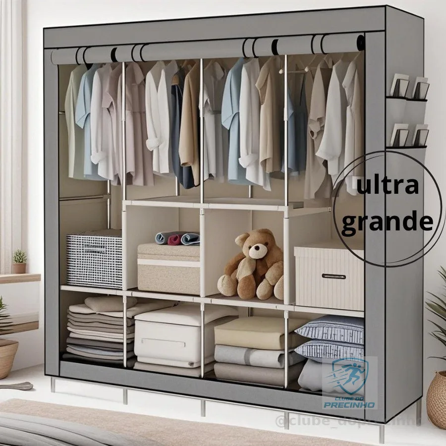 Guarda Roupa Dobrável Organizador De Roupas Portátil Multiuso Armário Organizador 4 Divisórias