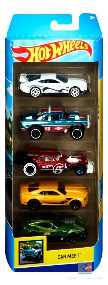 Kit Com 5 Carrinhos Sortidos Hot Wheels Coloridos Mattel