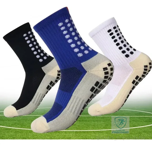 Kit 3 Pares Meia Antiderrapante Esportiva Futebol Treino Pro