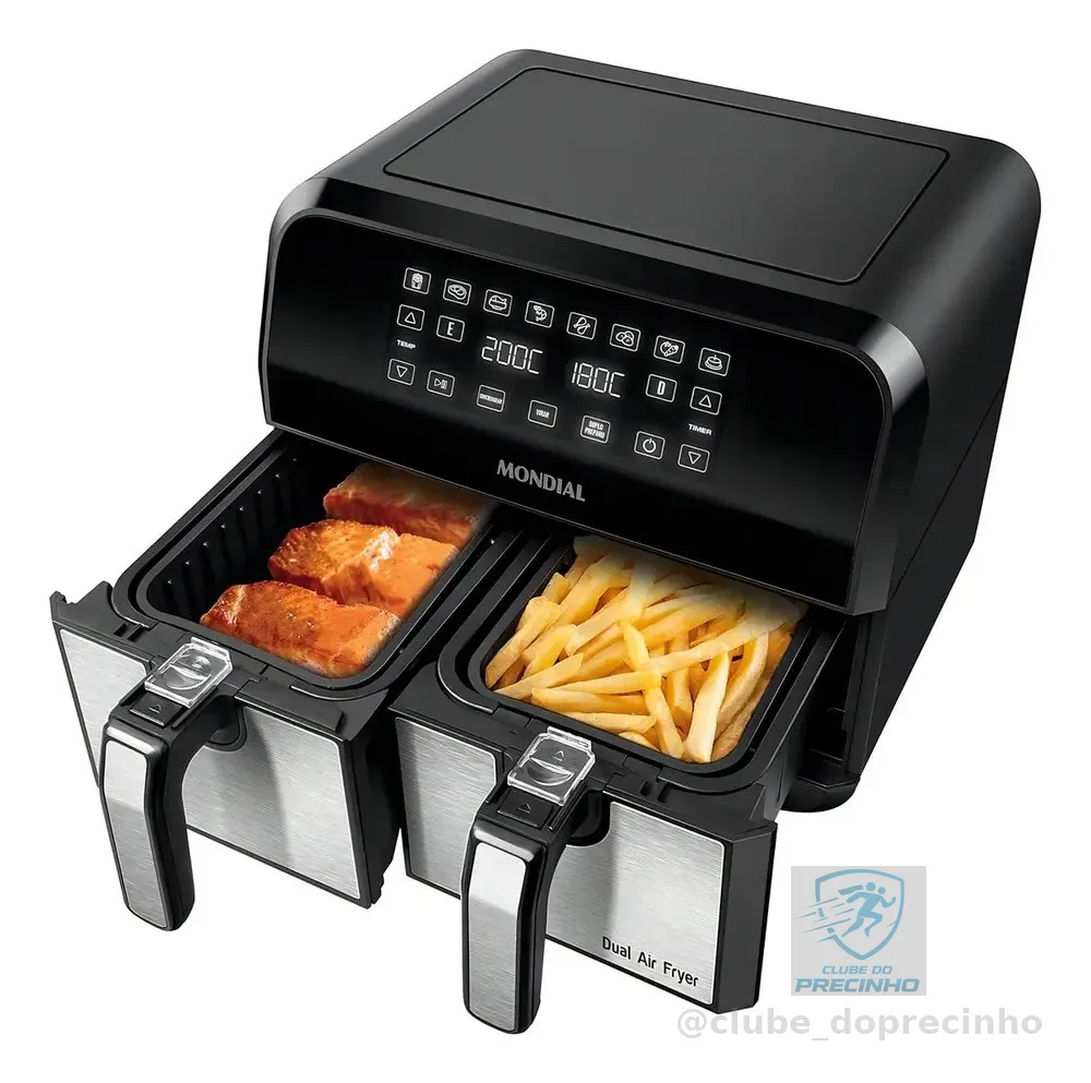 Fritadeira Air Fryer Mondial Dual Cesto 8l Digital Afd-01-bi Cor Preto/inox