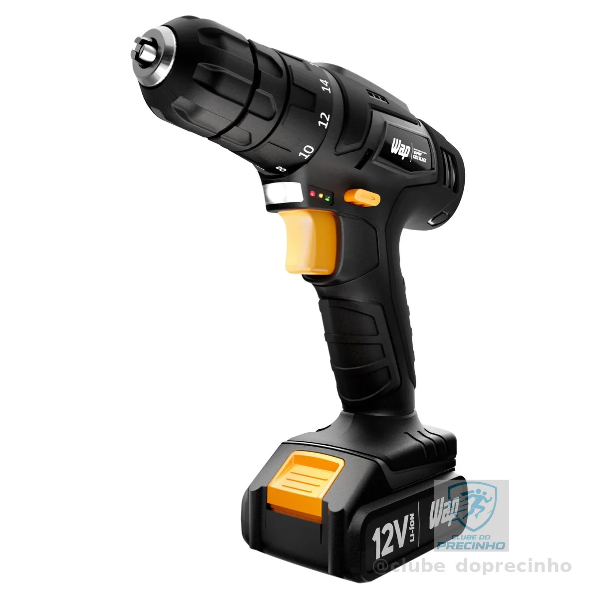 WAP Parafusadeira e Furadeira a Bateria Li-Ion 12V BPF 12K3 BLACK Carregador Bivolt com Maleta e Kit de 13 Acessórios