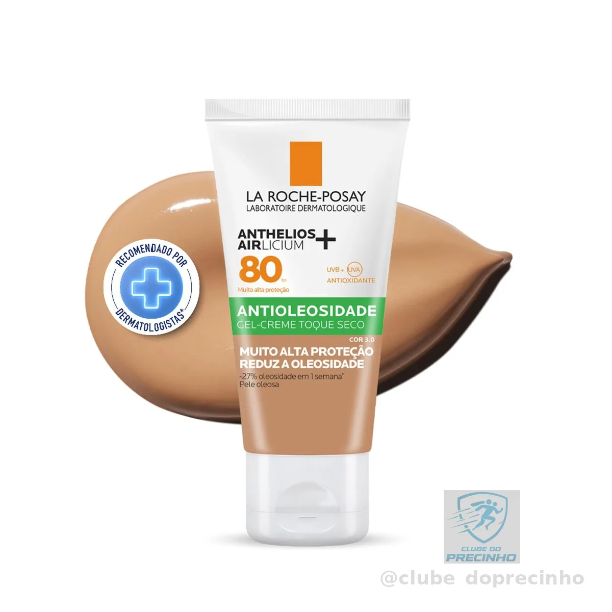 La Roche-Posay, Anthelios Airlicium, Protetor Solar Facial Antioleosidade com Cor, Controle de Oleosidade, Efeito Matte, Toque limpo, Ação anti-transferência da cor, Cobertura
