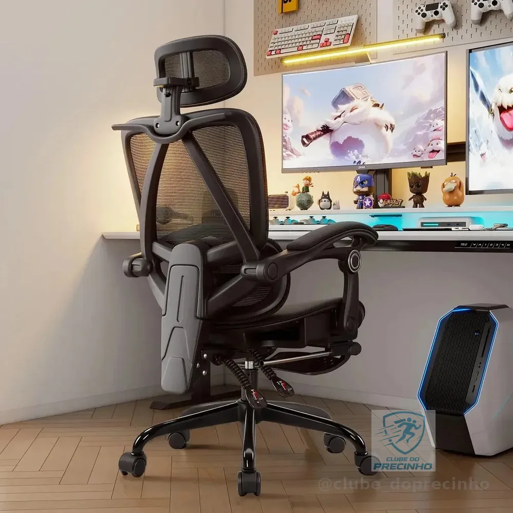 Cadeira De Escritório Ergonômica Premium Python Fly Cor Preto Material do estofamento Malha elástica