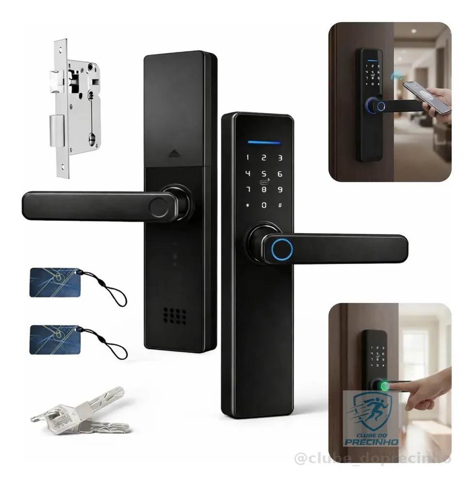 Fechadura Eletrônica Digital Bbg Smart Lock Biometria Preta Preta