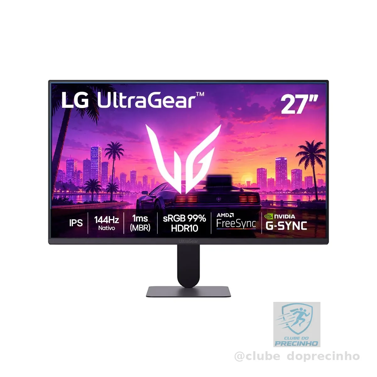 LG UltraGear Monitor Gamer 27" IPS, 144Hz Nativo, 1ms (MBR), Full HD (1920x1080), HDR10, NVIDIA G-SYNC, AMD FreeSync, Preto - 27G411B