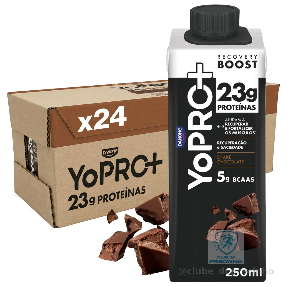 YoPRO Bebida Láctea UHT Chocolate Líquida Caixinha 250ml - 23g de Proteínas - Sem Lactose - Pack com 24 Unidades