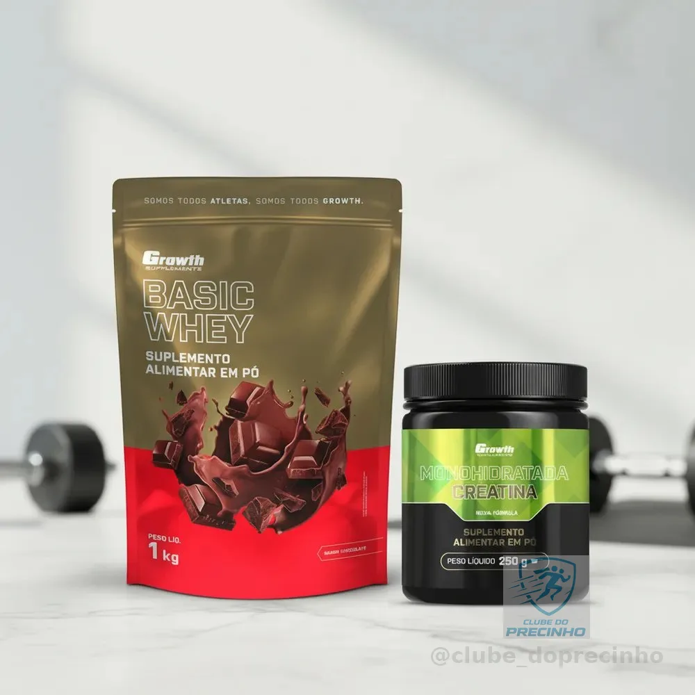 Kit Growth: Whey Protein Basic Chocolate 1kg + Creatina Monohidratada 250g