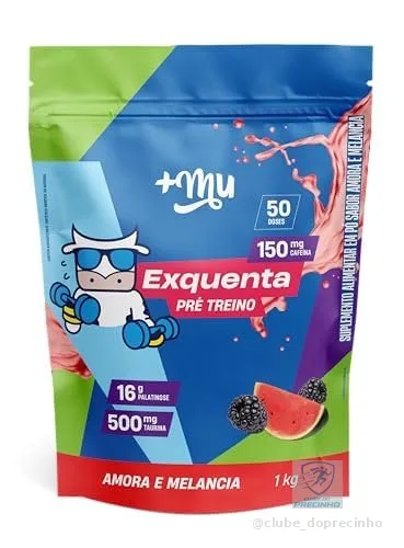 Pré treino, +Mu, Exquenta, Sabor Amora e Melancia, Com Cafeína, Palatinose e Taurina - 1kg