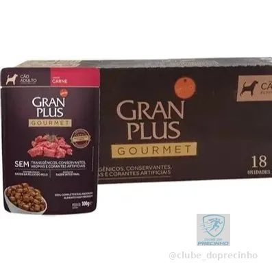 Ração Úmida Sachê GranPlus Gourmet Cães Display 18 unidades de 100g cada
