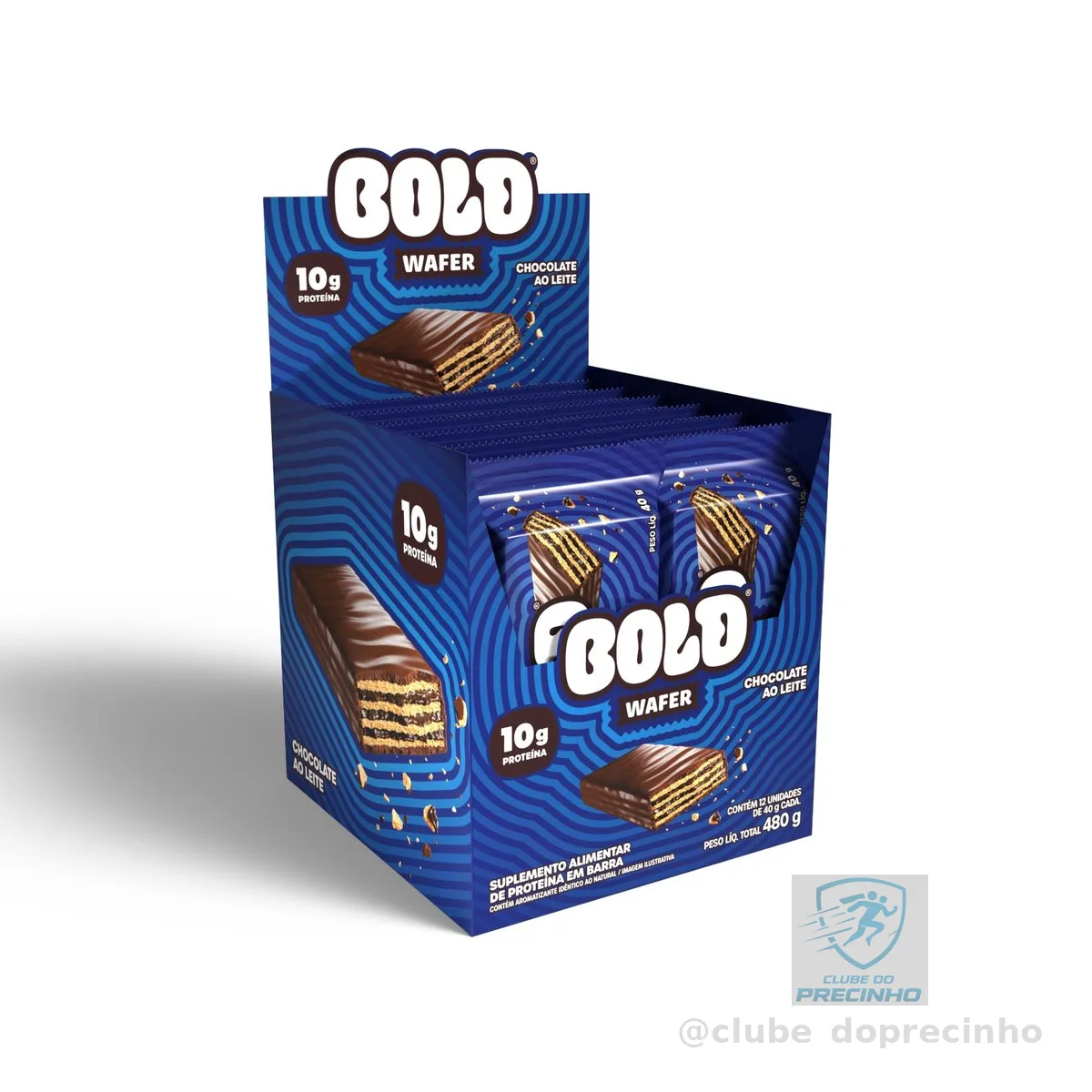BOLD Wafer Proteico 40g 10g Proteína Snack Chocolate ao Leite
