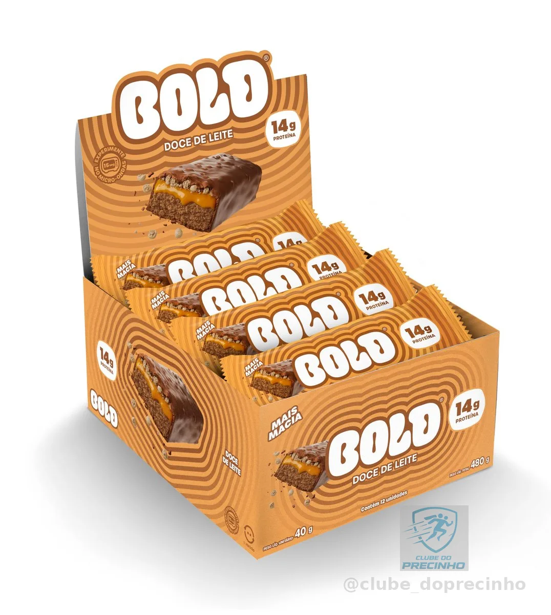 Bold Barra de Proteína Doce de Leite 40g (12 Unidades)