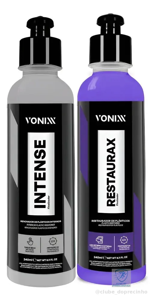 Kit Restaurador Plásticos Automotivo Externo E Interno Vonixx 1 Restaurax 240ml + 1 Intense 240ml