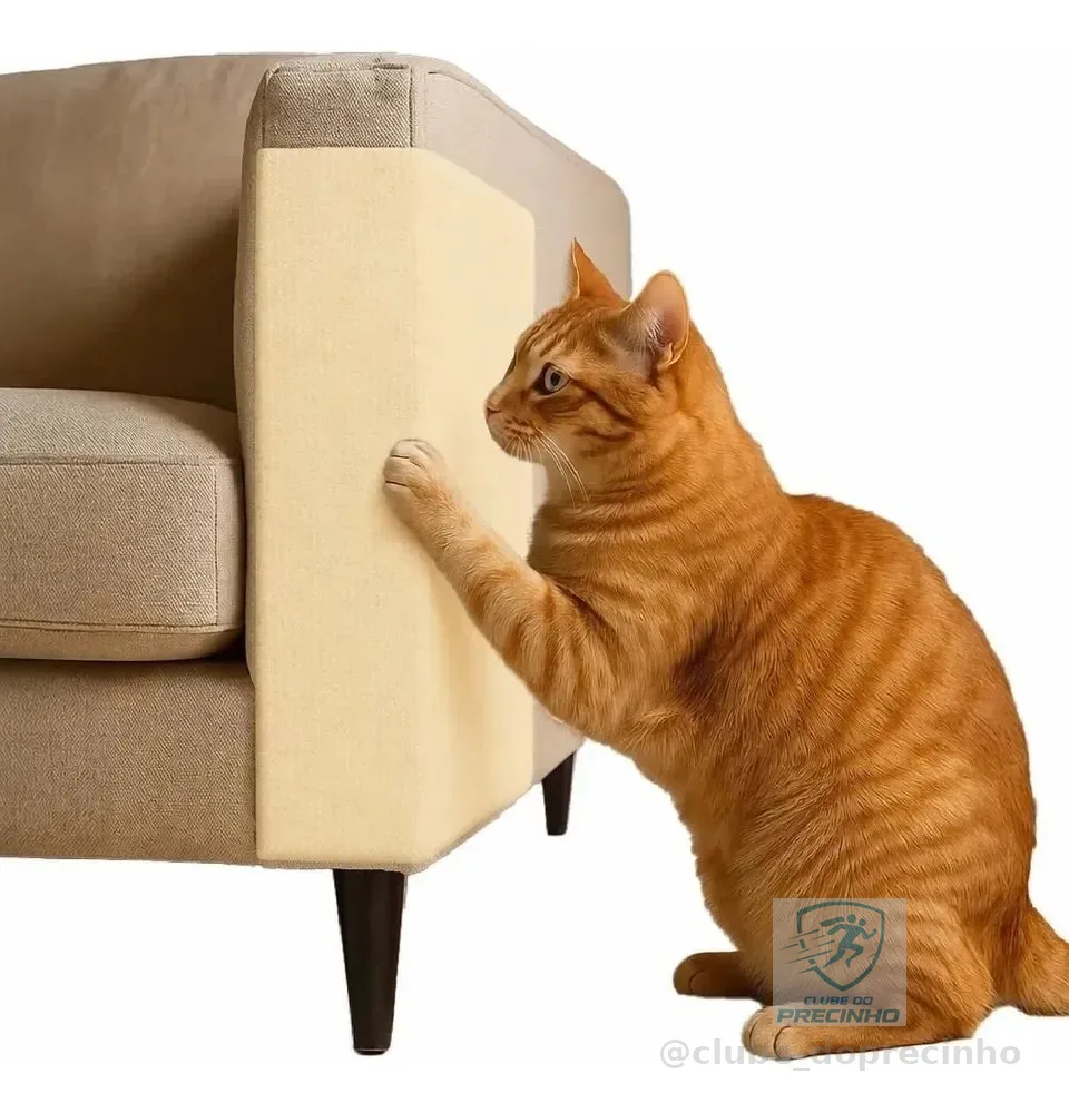 Arranhador Protetor Adesivo Gatos Sofá, Escalada 2m + Brinde Bege Claro