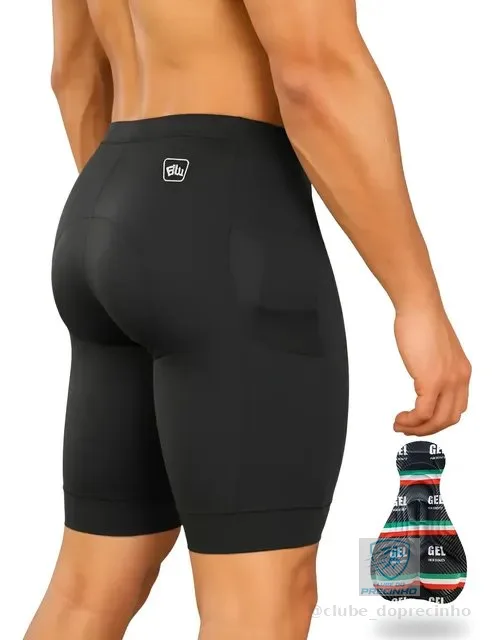 Short Ciclismo Com Bolso Homem Gel Bermuda Bike Poliéster