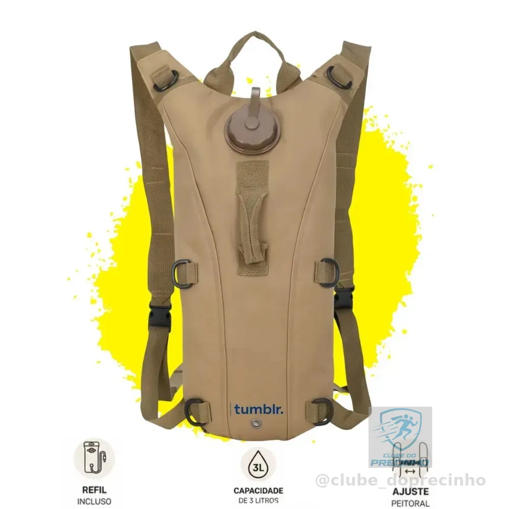 Mochila De Hidratação Tática Com Refil De Água 3 Litros Térmica Para Bike Bicicleta Ciclismo Trilha Corrida Tumblr Cor Bege