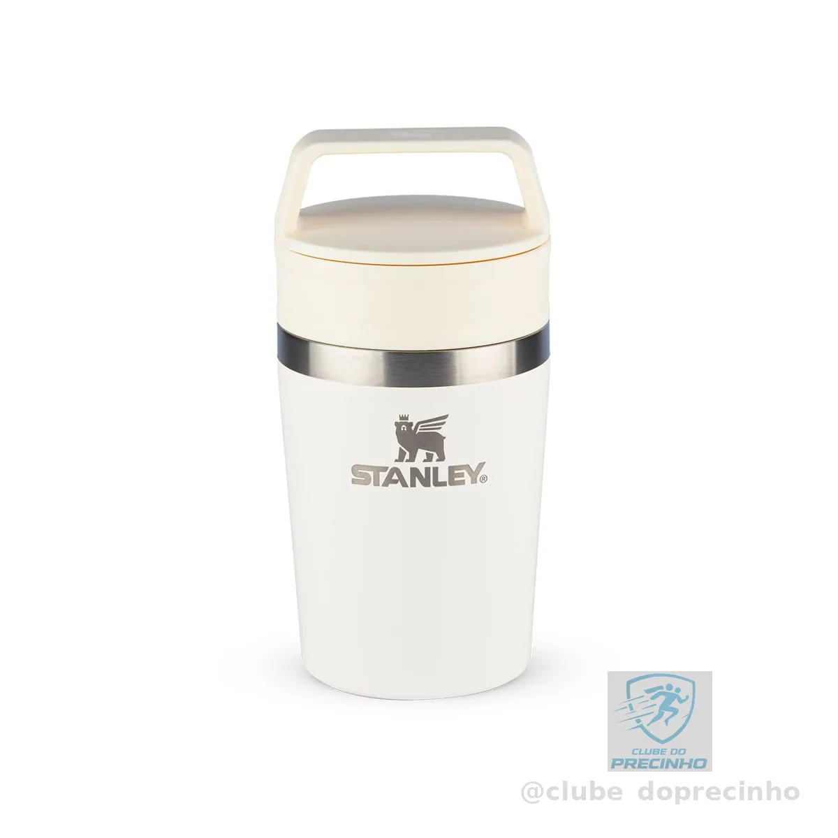 Stanley - Copo de Café Térmico, Caneca de Viagem Café Go com Tampa de Duas Partes Para Beber e Alça de Transporte, Garrafa Térmica de Aço Inoxidável, 236 ml, Cream