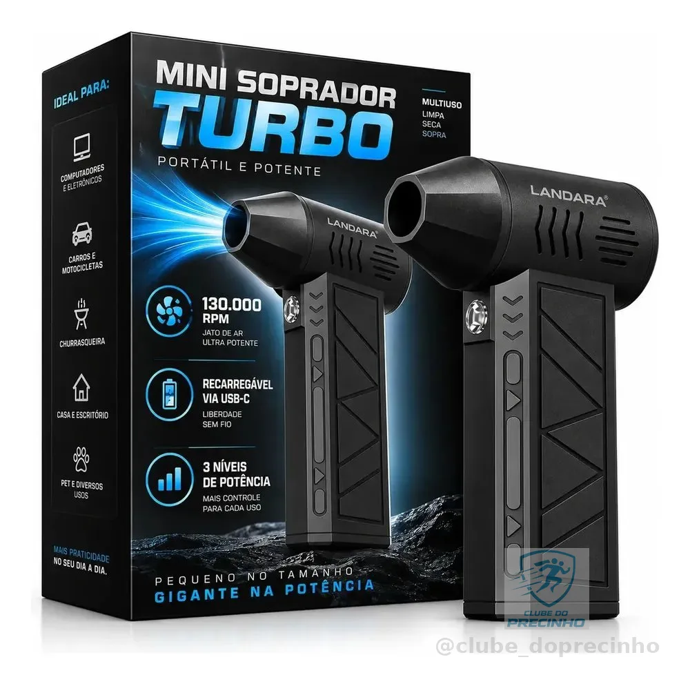 Soprador De Ar Turbo Automotivo Limpeza Profunda Portatil Sem Fio Multifuncional Churrasqueira Janelas Poeiras Landara