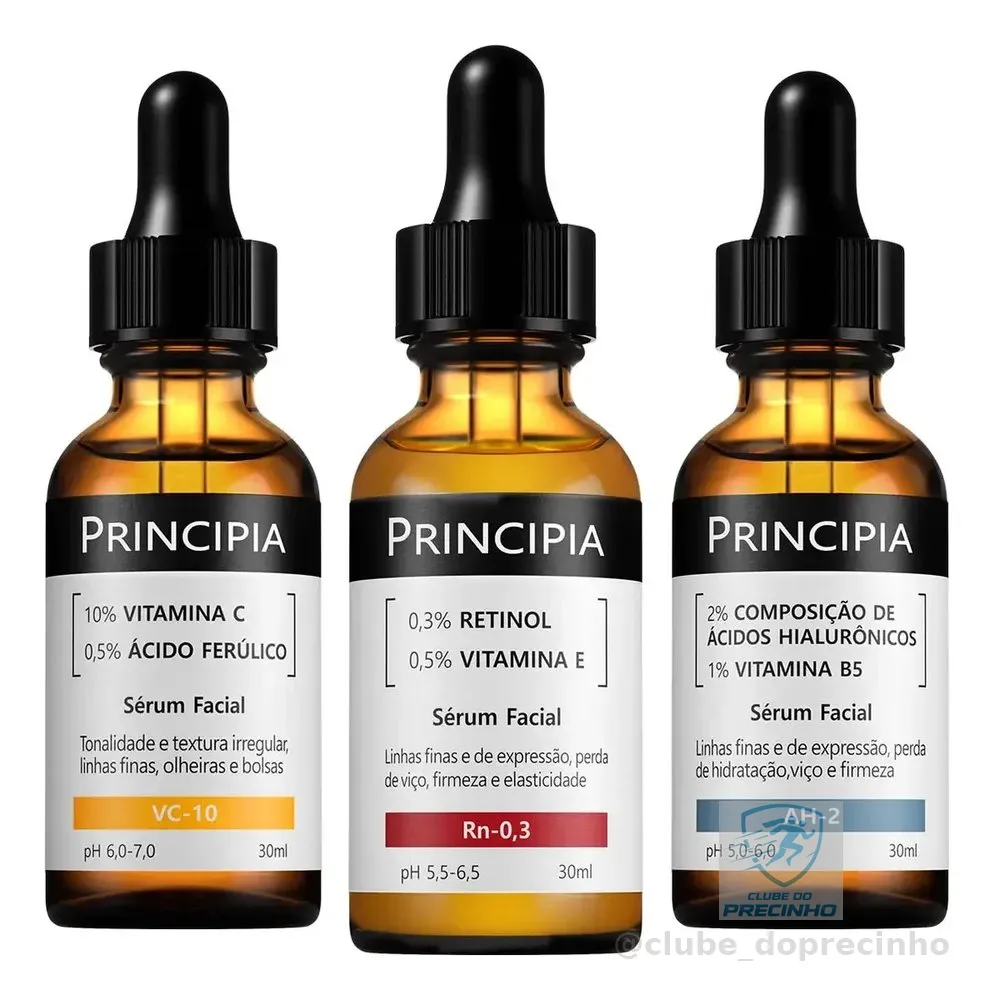 Principia Kit C/3 Séruns Vitamina C + Retinol + Hialurônicos