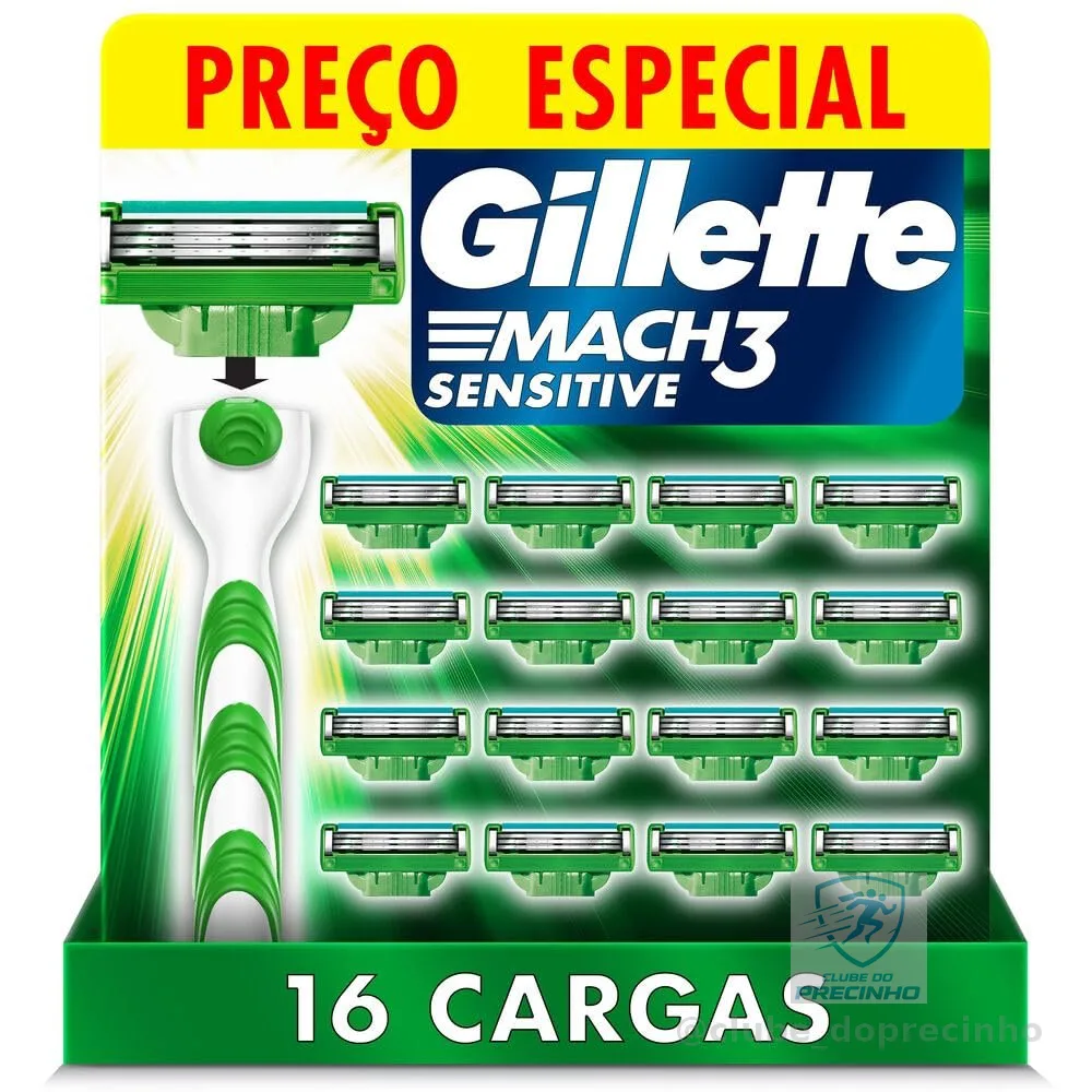 Carga para Aparelho de Barbear Gillette Mach3 Sensitive 16 unidades