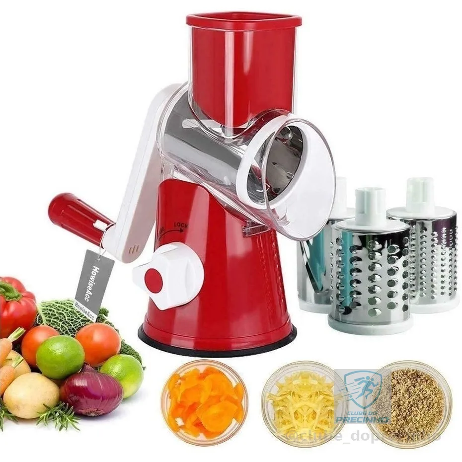 Cortador Fatiador Ralador de Queijo Legumes Cortador Vegetais Manual 3 em 1 Multiuso Premium
